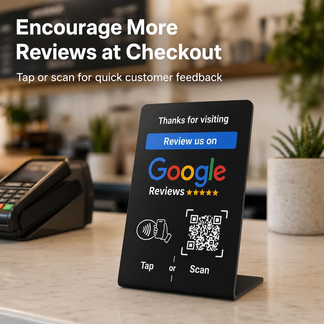 Google Review NFC + QR Counter Stand - Black