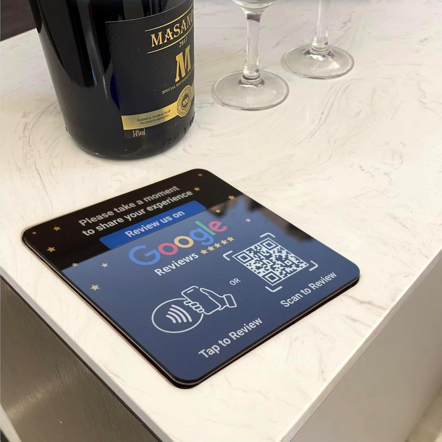Google Review NFC + QR Display Plate - Black