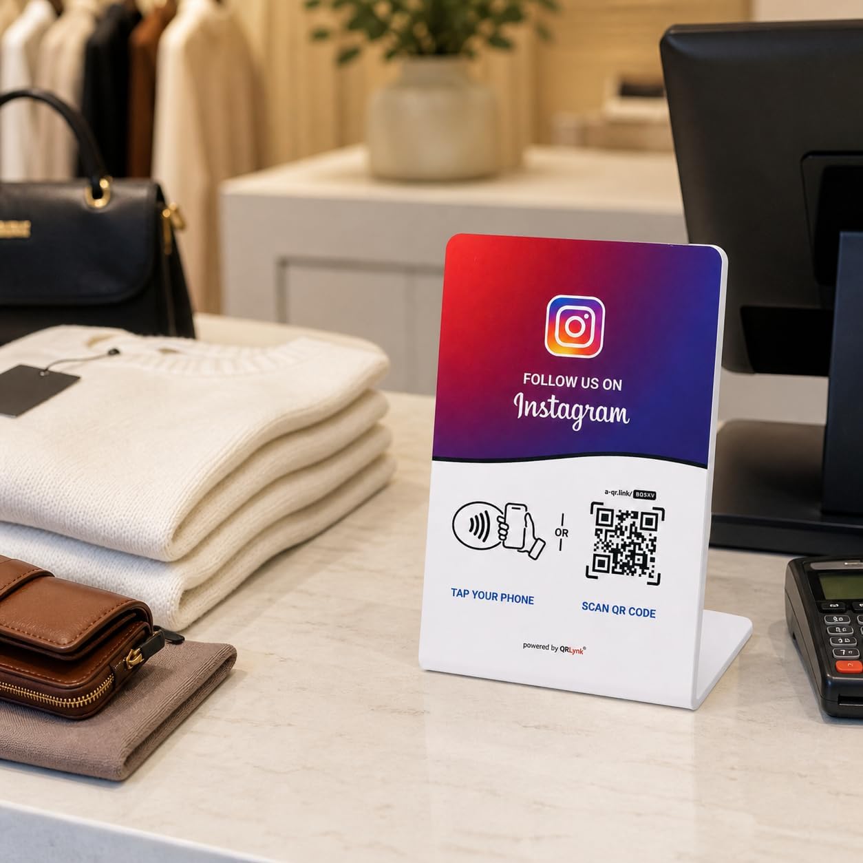 Instagram NFC + QR Display Stand
