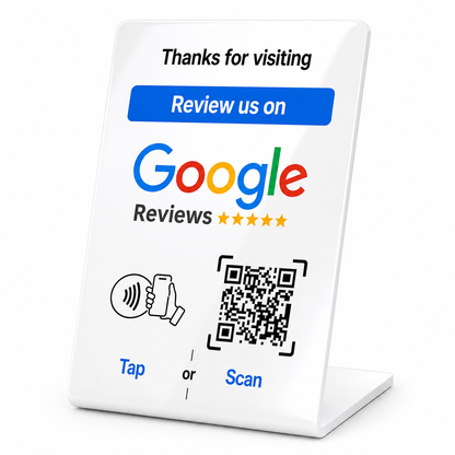 Google Review NFC + QR Counter Stand - White