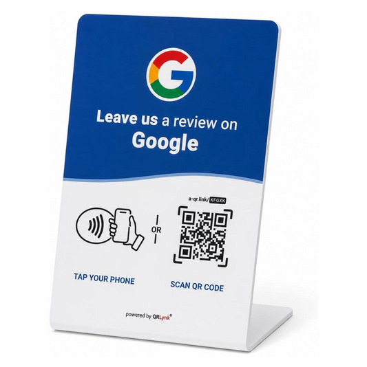 Google Review NFC + QR Counter Stand - Blue