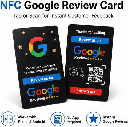 Google Review NFC + QR Card - Black