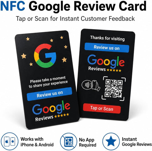 Google Review NFC + QR Card - Black