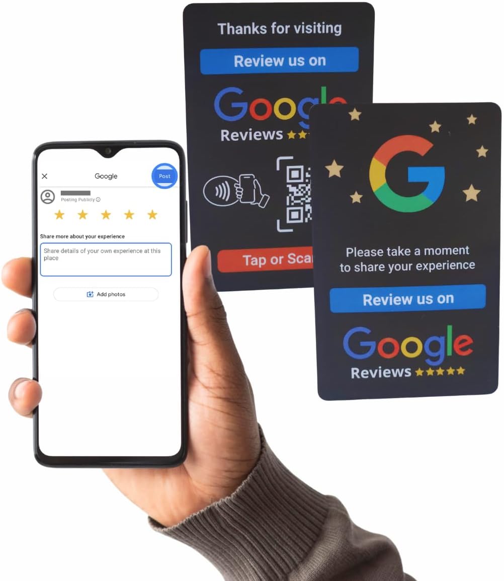 Google Review NFC + QR Card - Black