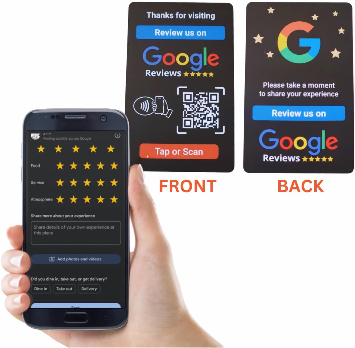 Google Review NFC + QR Card - Black