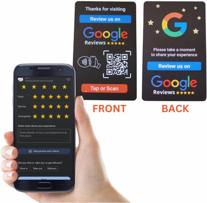 Google Review NFC + QR Card - Black