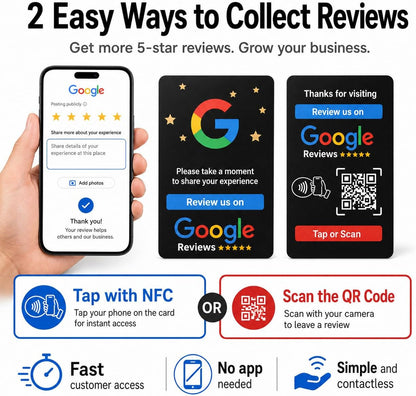 Google Review NFC + QR Card - Black