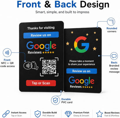 Google Review NFC + QR Card - Black