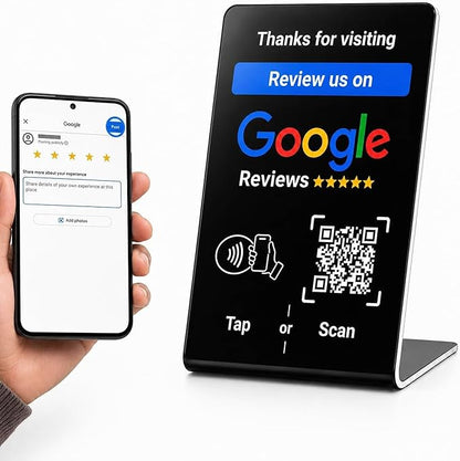 Google Review NFC + QR Counter Stand - Black