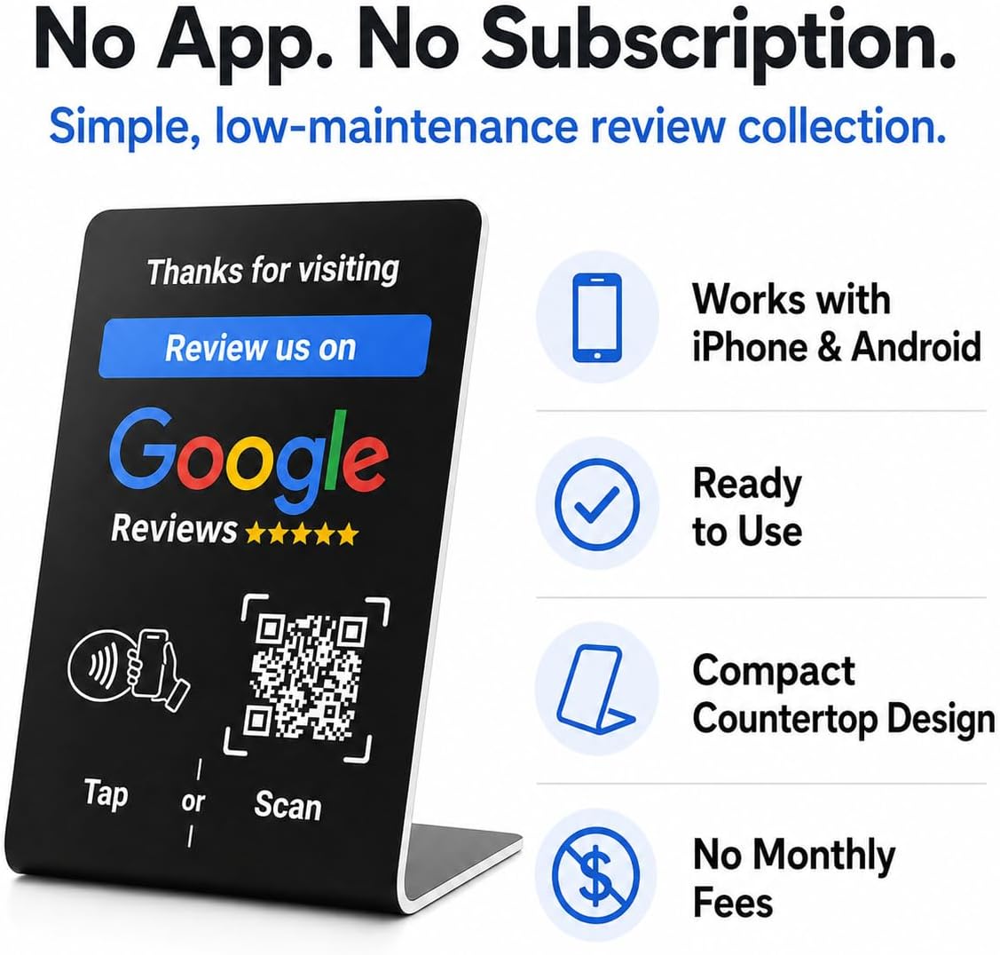 Google Review NFC + QR Counter Stand - Black