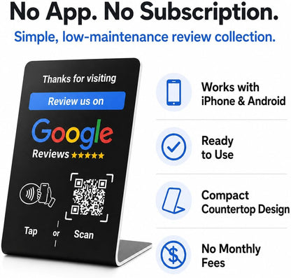 Google Review NFC + QR Counter Stand - Black