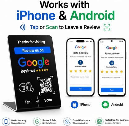 Google Review NFC + QR Counter Stand - Black