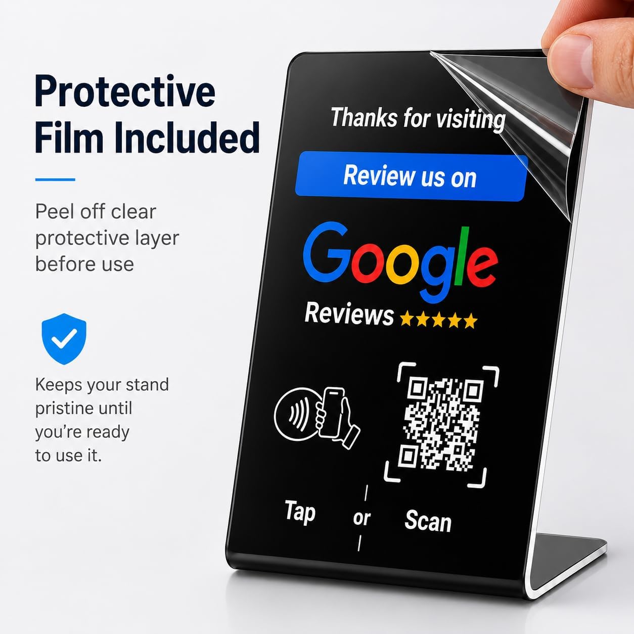 Google Review NFC + QR Counter Stand - Black