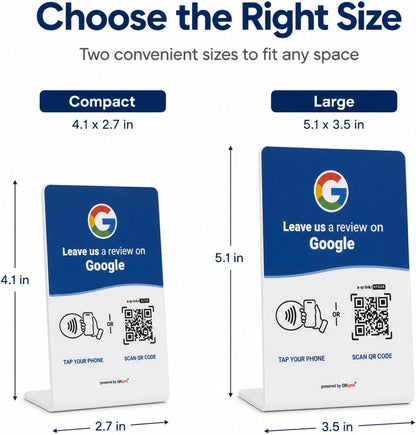 Google Review NFC + QR Counter Stand - Blue