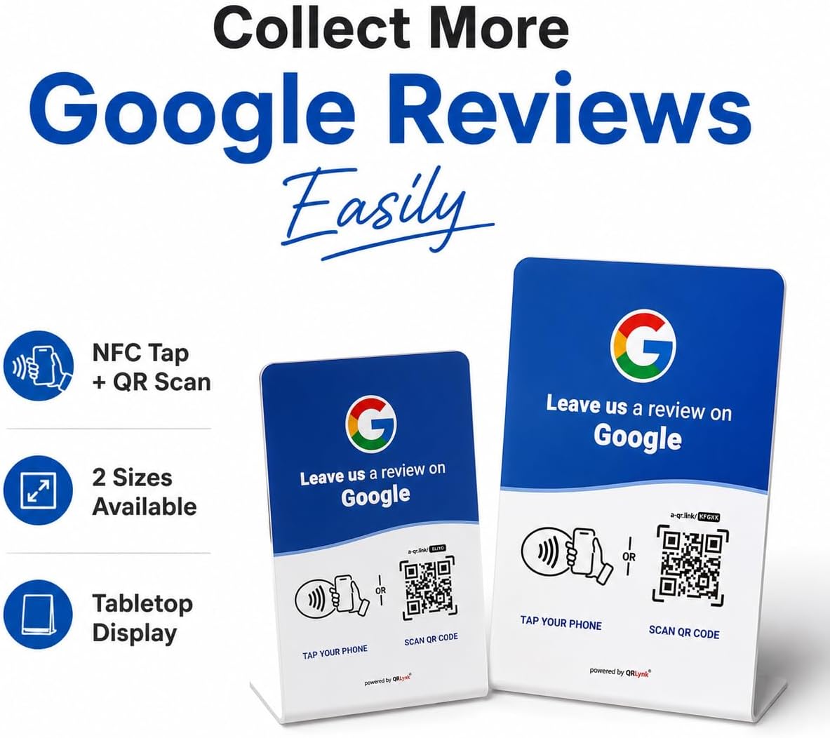 Google Review NFC + QR Counter Stand - Blue