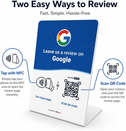 Google Review NFC + QR Counter Stand - Blue