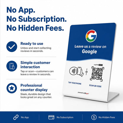 Google Review NFC + QR Counter Stand - Blue