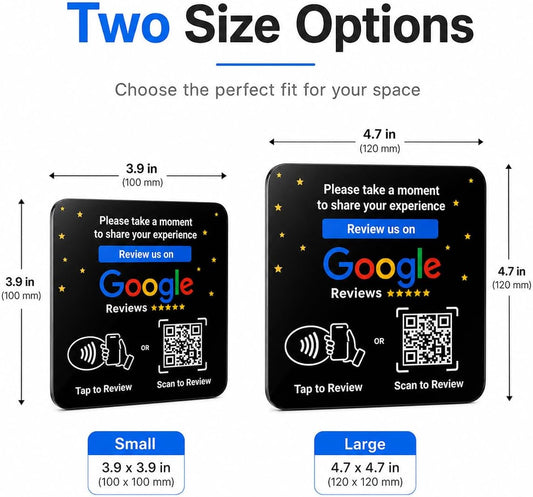 Google Review NFC + QR Display Plate - Black