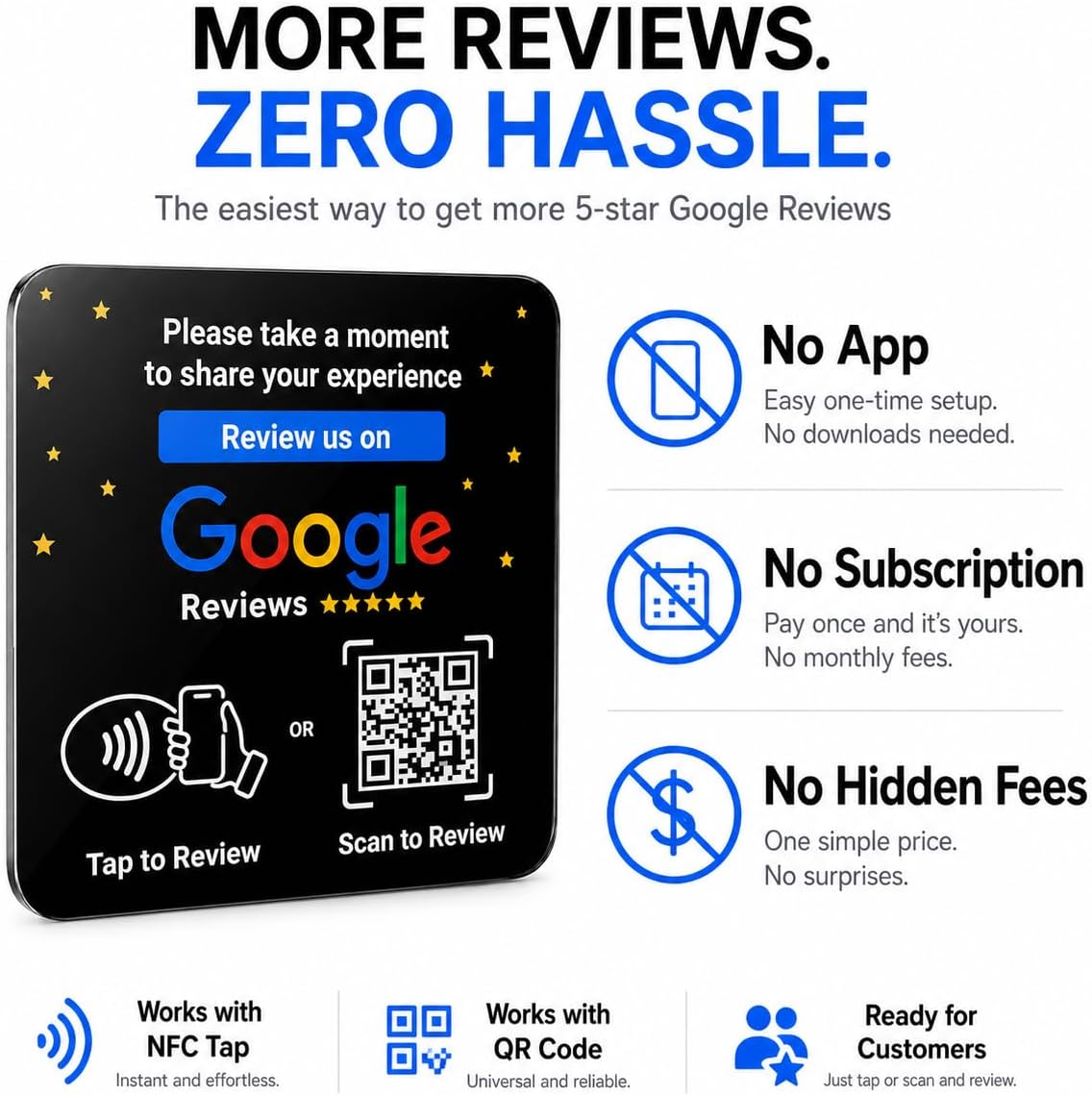 Google Review NFC + QR Display Plate - Black
