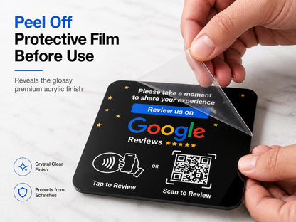 Google Review NFC + QR Display Plate - Black