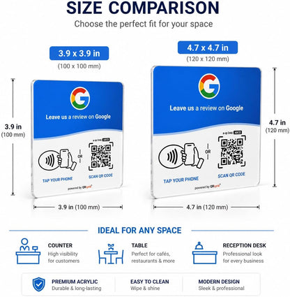 Google Review NFC + QR Display Plate - Blue