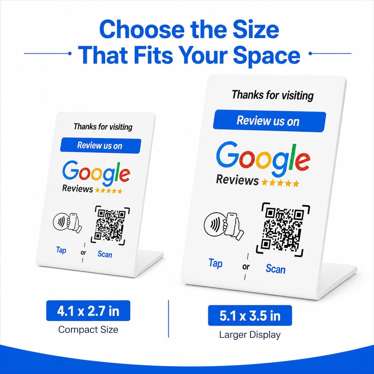 Google Review NFC + QR Counter Stand - White