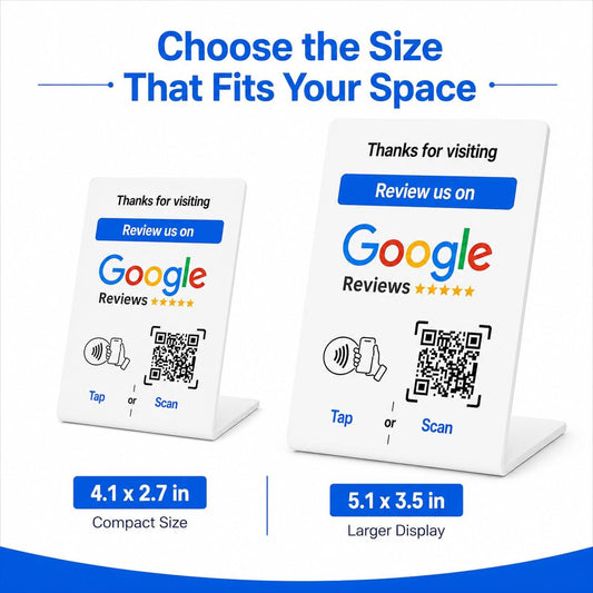 Google Review NFC + QR Counter Stand - White