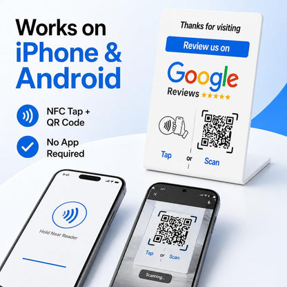 Google Review NFC + QR Counter Stand - White