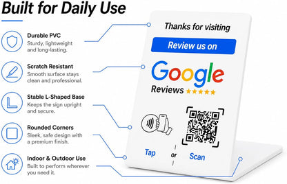 Google Review NFC + QR Counter Stand - White
