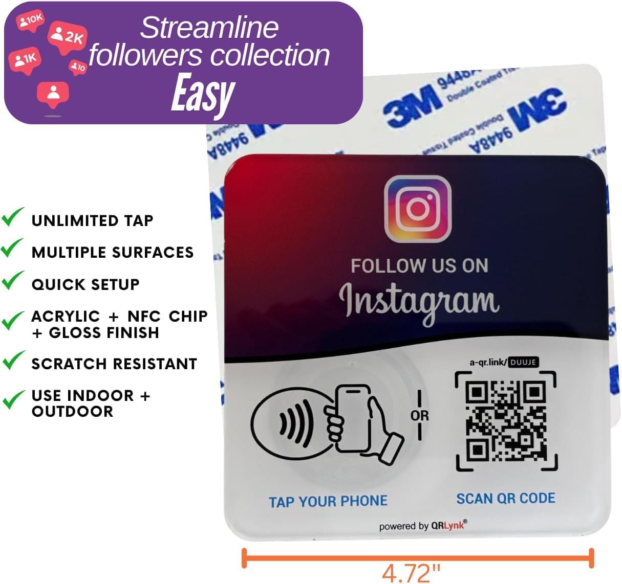 Instagram NFC + QR Display Plate