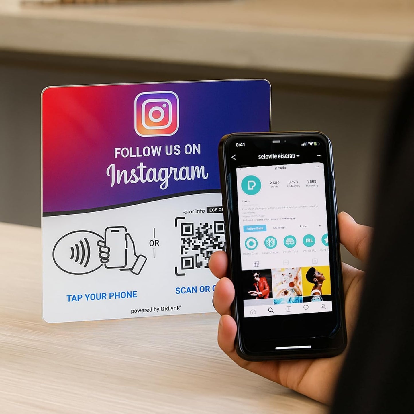 Instagram NFC + QR Display Plate