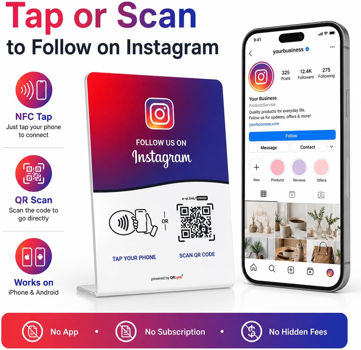 Instagram NFC + QR Display Stand