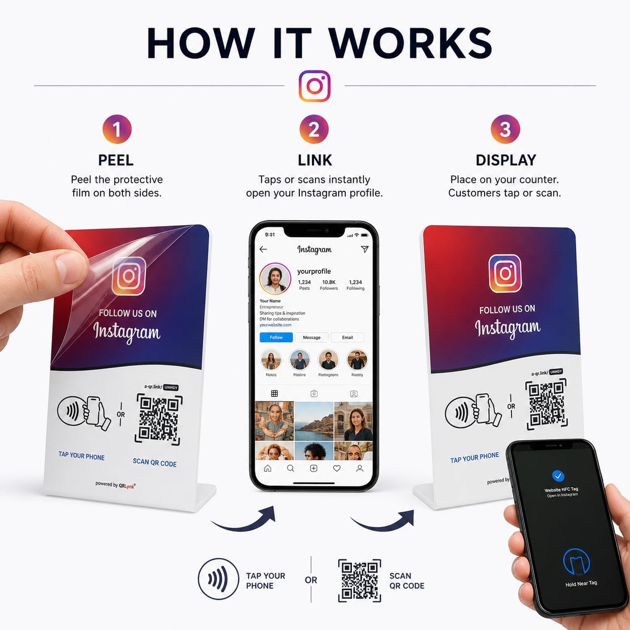 Instagram NFC + QR Display Stand