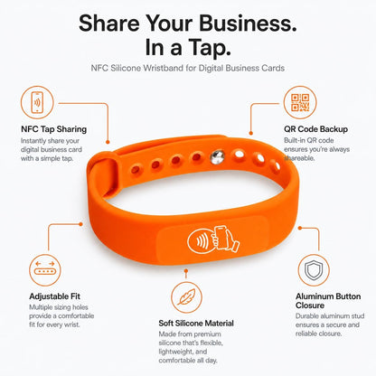 NFC + QR Digital Business Card Wristband - Orange