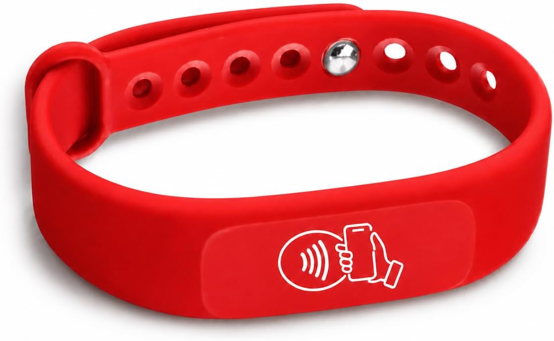 NFC + QR Digital Business Card Wristband - Red