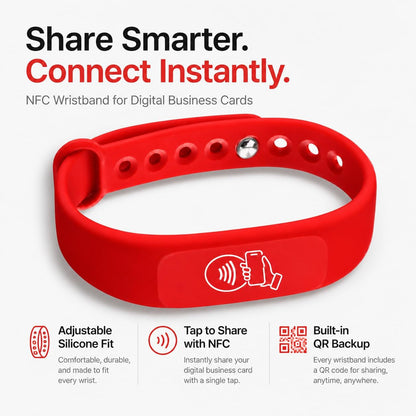 NFC + QR Digital Business Card Wristband - Red