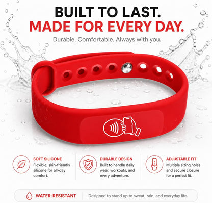NFC + QR Digital Business Card Wristband - Red