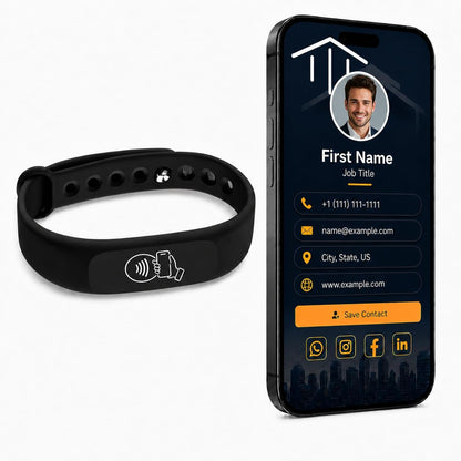 NFC + QR Digital Business Card Wristband - Black