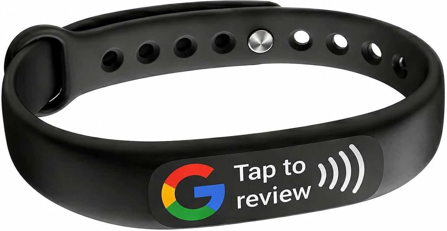NFC + QR Google Review Wristband - Black